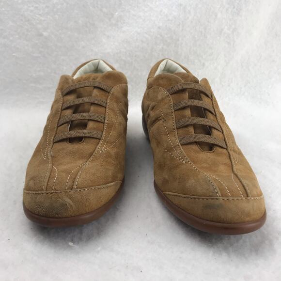 Hogan Women's Logo Suede Slip-On Shoes Sneakers Tan Camel Size 35.5 (US 5) Italy - Picture 2 of 12